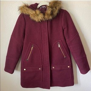 J. Crew Coat Italian Stadium-Cloth Wool Maroon